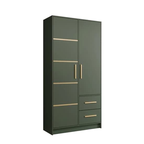 Bastia III 2 Door 2-Drawer Wooden Wardrobe | Vibrant Green | Furco