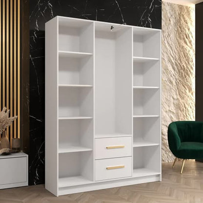 Bastia III Wooden Wardrobe With 3 Doors 2 Drawers In White