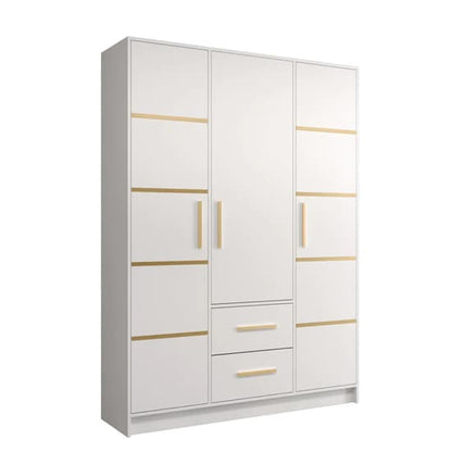 Bastia III Wooden Wardrobe With 3 Doors 2 Drawers In White
