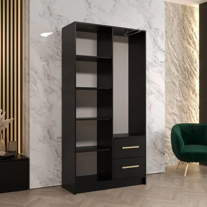 Bastia IV Mirrored Wardrobe With 2 Doors 2 Drawers In Black