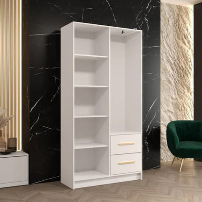 Bastia IV Mirrored Wardrobe With 2 Doors 2 Drawers In White