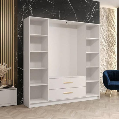 Bastia IV 4 Door 2-Drawer Mirrored Wardrobe | Classic White | Timeless Storage | Furco