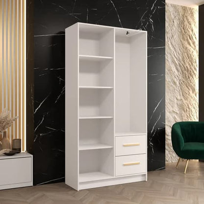 Bastia Mirrored Wardrobe With 2 Doors 2 Drawers In White