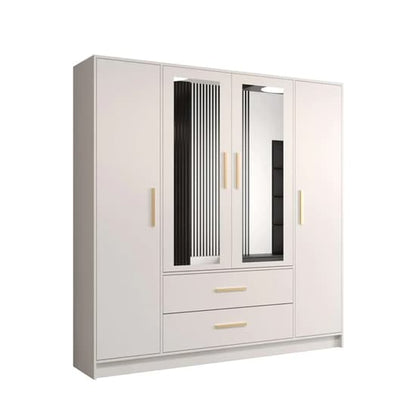Bastia 4 Door 2-Drawer Mirrored Wardrobe in White | Reflective Elegance | Furco