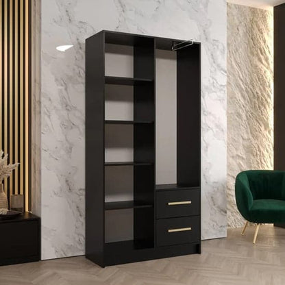 Bastia V 2 Door 2-Drawer Wooden Wardrobe | Classic Black | Sophisticated Storage | Furco