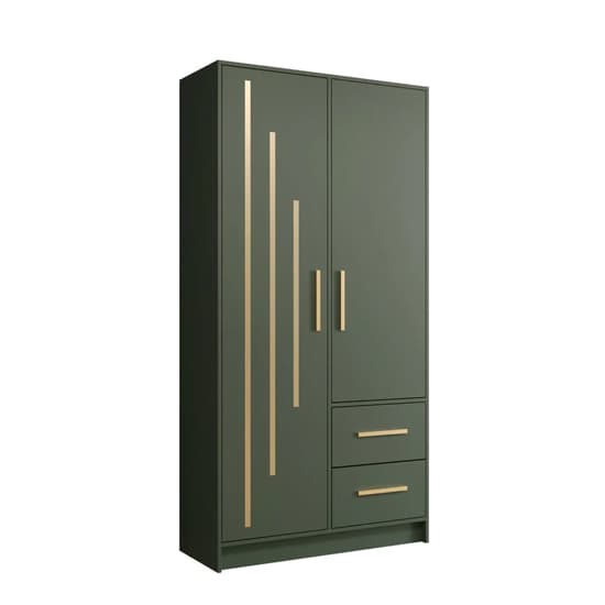 Bastia V 2 Door 2-Drawer Wooden Wardrobe | Lively Green | Fresh & Functional | Furco