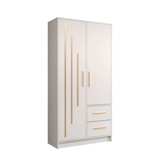Bastia V 2 Door 2-Drawer Wooden Wardrobe | Pure White | Timeless Elegance | Furco