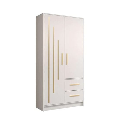 Bastia V 2 Door 2-Drawer Wooden Wardrobe | Pure White | Timeless Elegance | Furco