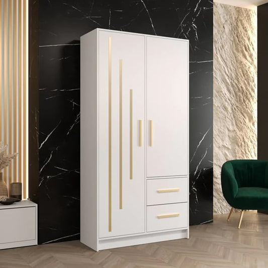 Bastia V 2 Door 2-Drawer Wooden Wardrobe | Pure White | Timeless Elegance | Furco