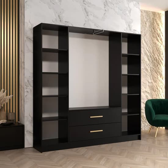 Bastia V 4 Door 2-Drawer Wooden Wardrobe in Black | Spacious & Stylish | Furco