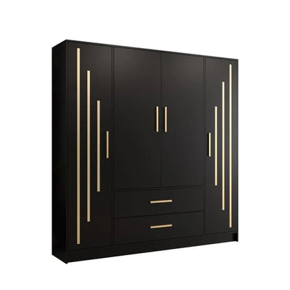Bastia V 4 Door 2-Drawer Wooden Wardrobe in Black | Spacious & Stylish | Furco