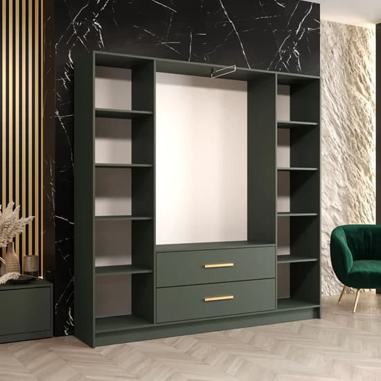 Bastia V 4 Door 2-Drawer Wooden Wardrobe | Lush Green | Furco
