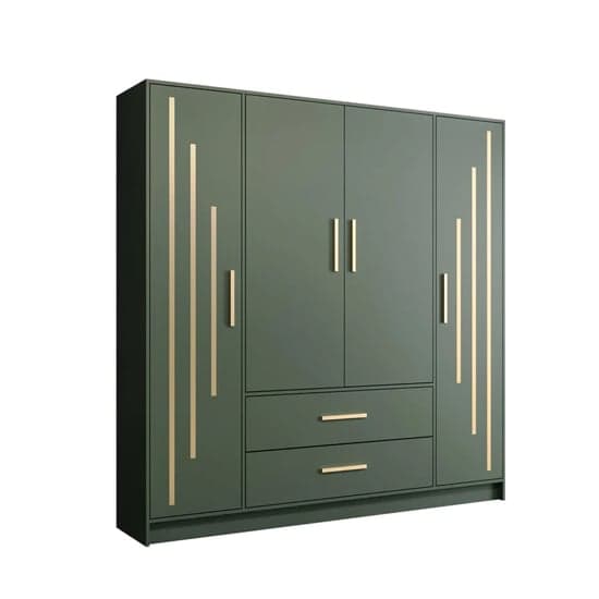 Bastia V 4 Door 2-Drawer Wooden Wardrobe | Lush Green | Furco