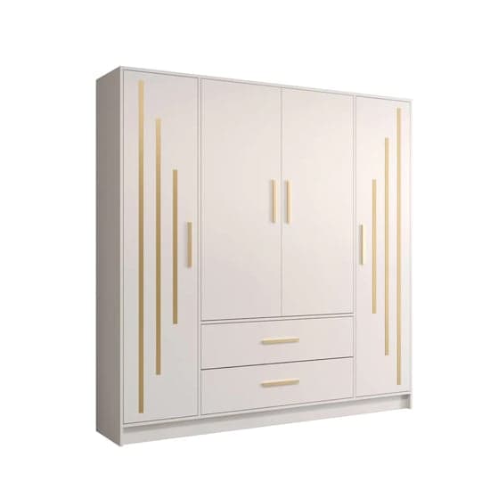Bastia V 4 Door 2-Drawer Wooden Wardrobe | Classic White | Furco