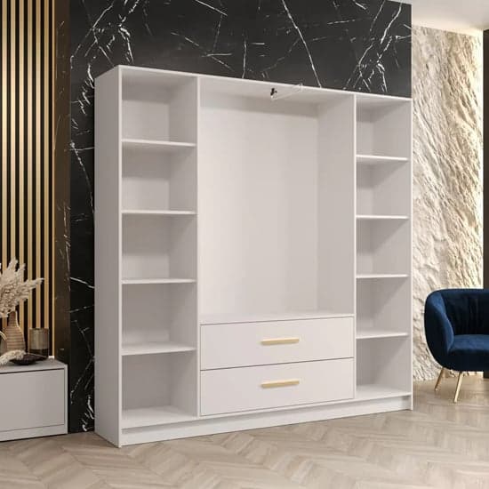 Bastia V 4 Door 2-Drawer Wooden Wardrobe | Classic White | Furco