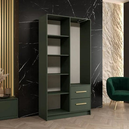 Bastia VI Mirrored Wardrobe With 2 Doors 2 Drawers In Green