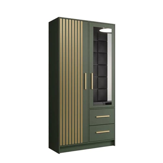 Bastia VI Mirrored Wardrobe With 2 Doors 2 Drawers In Green