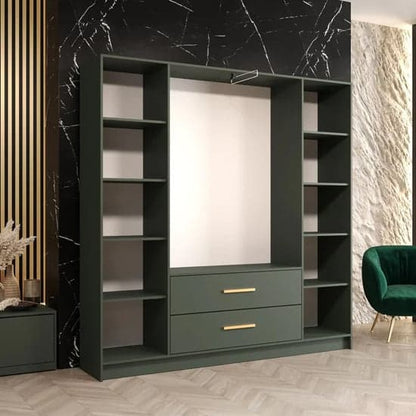 Bastia VI 4 Door Mirrored Wardrobe | Vibrant Green & Drawer Storage | Furco