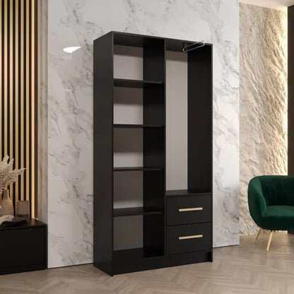 Bastia VII Wooden Wardrobe With 2 Doors 2 Drawers In Black