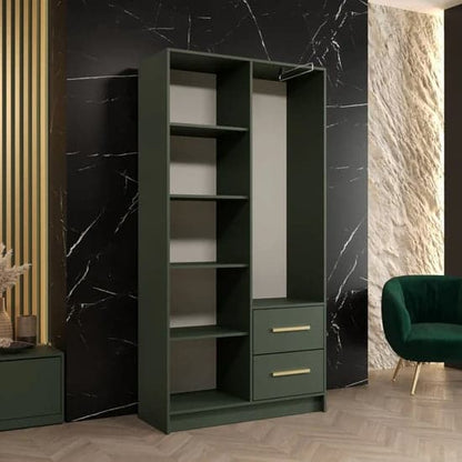 Bastia VII Wooden Wardrobe With 2 Doors 2 Drawers In Green