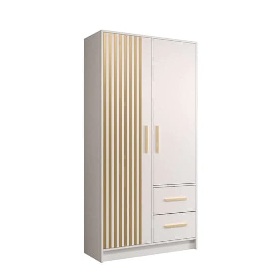 Bastia VII Wooden Wardrobe With 2 Doors 2 Drawers In White