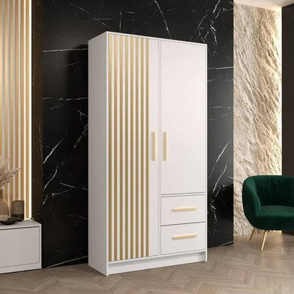 Bastia VII Wooden Wardrobe With 2 Doors 2 Drawers In White