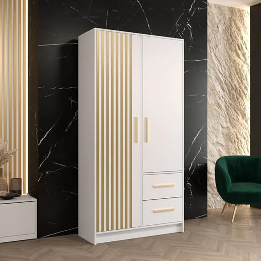 Bastia VII Wooden Wardrobe With 2 Doors 2 Drawers In White