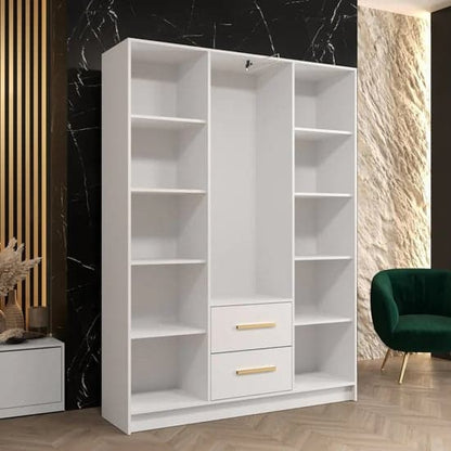 Bastia VII Wooden Wardrobe With 3 Doors 2 Drawers In White
