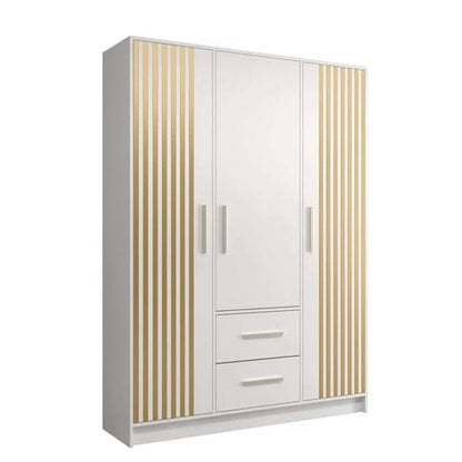Bastia VII Wooden Wardrobe With 3 Doors 2 Drawers In White