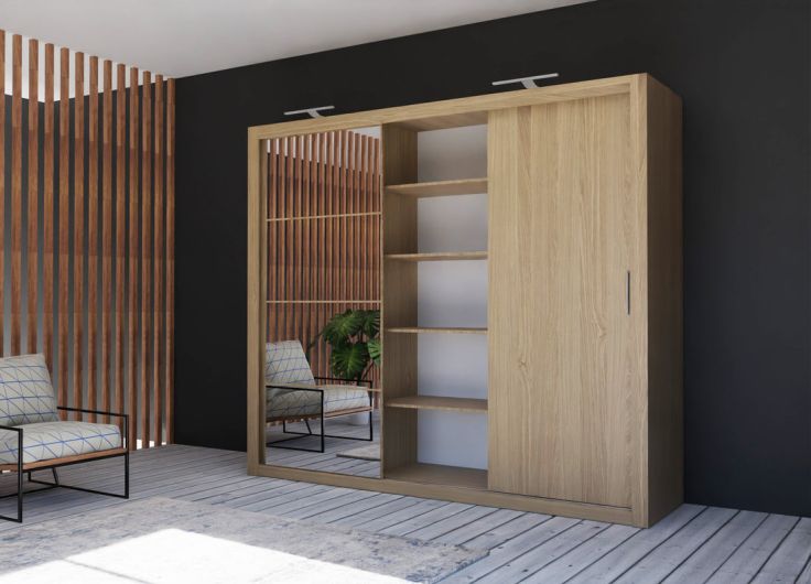 Bedroom Furniture Set Oak + Sliding Wardrobe 250cm