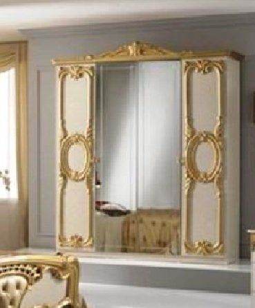  Cristina Beige and Gold Italian 4 Door Wardrobe