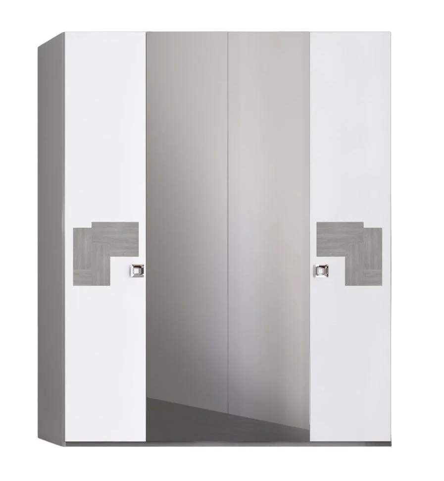 Betty High Gloss White and Grey Italian Wardrobe