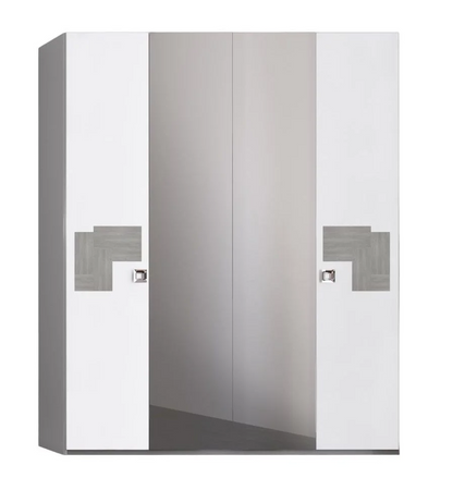 Betty High Gloss White and Grey Italian Wardrobe