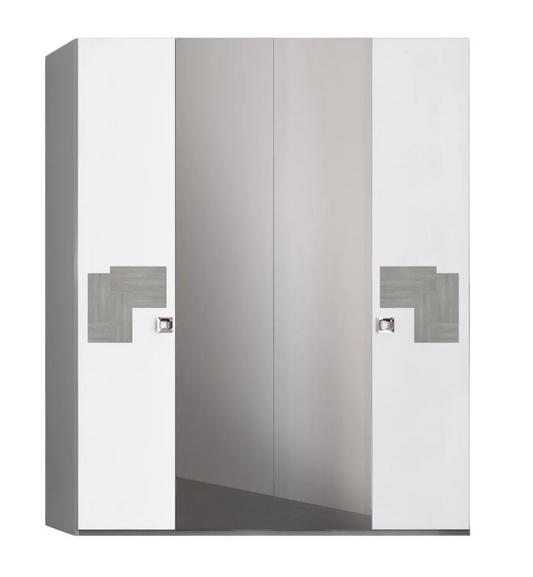Betty High Gloss White and Grey Italian Wardrobe