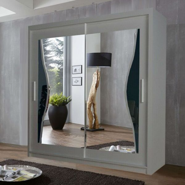 FURCO | Heffner Grey | Sliding 2 Door Wardrobe | 3 Size Choices | Contemporary & Chic Storage