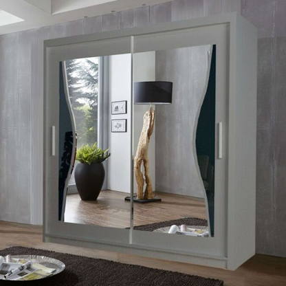 FURCO | Heffner Grey | Sliding 2 Door Wardrobe | 3 Size Choices | Contemporary & Chic Storage