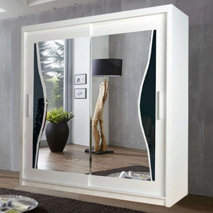 FURCO | Heffner | White Sliding 2 Door Wardrobe | Available in 3 Sizes | Sleek & Versatile Design