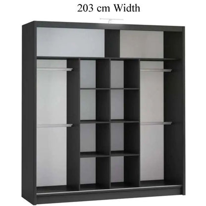 Avant Black 2 Door Sliding Wardrobe | 203cm & Other Sizes | Bold & Stylish | Furco