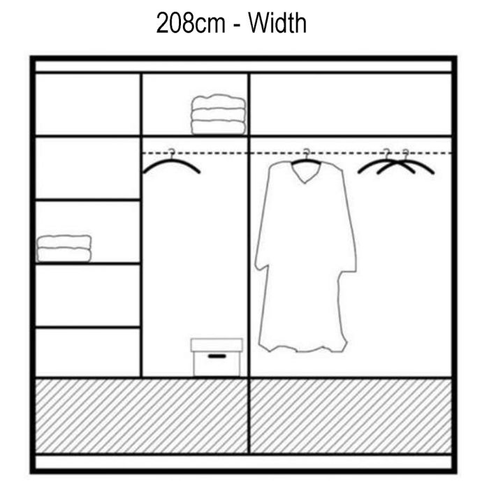 Warrington Black Sliding 2 Door Mirrored Wardrobe | 208cm with Drawers | Modern Storage | Furco