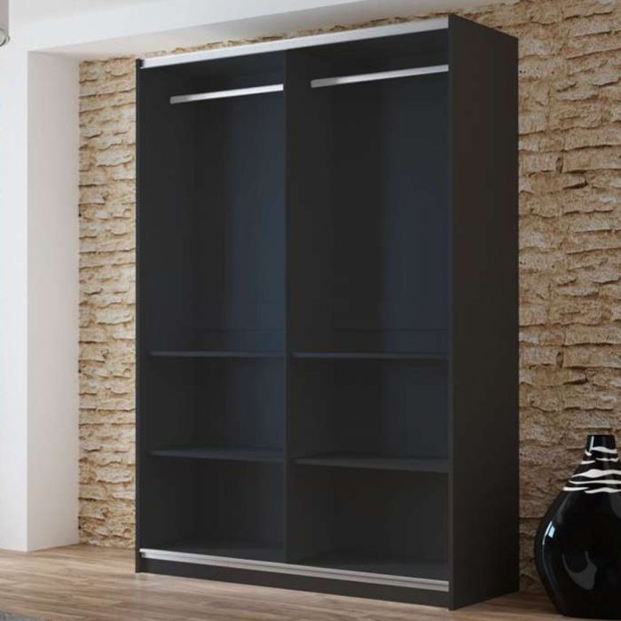 Boris Mirror Sliding 2 Door 150cm Wardrobe - White