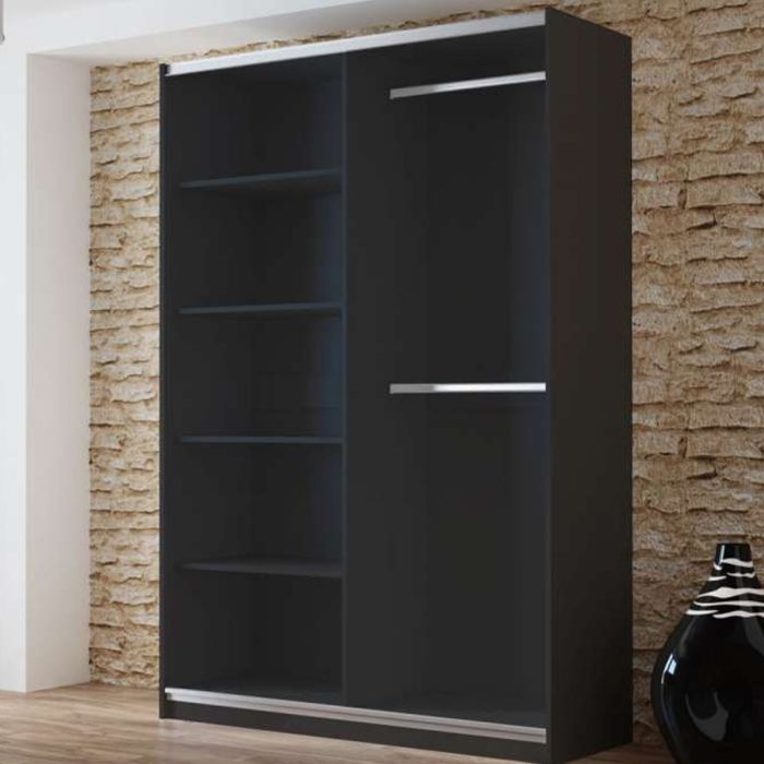 Boris Mirror Sliding 2 Door 150cm Wardrobe - White