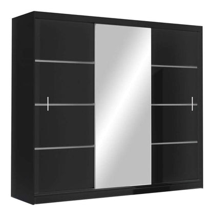 Broadland Sliding 3 Door 250cm Mirror Wardrobe - Black