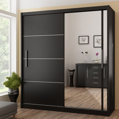 Broadland Sliding 2 Door 203cm Wardrobe with Mirror - Black