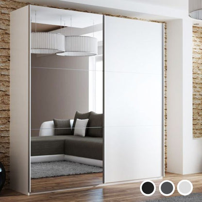 Boris 250cm Sliding 3 Door Mirror Wardrobe - White