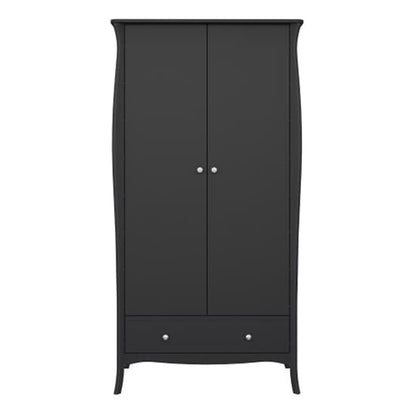 Braque Wooden Wardrobe With 2 Doors And 1 Drawer In Black