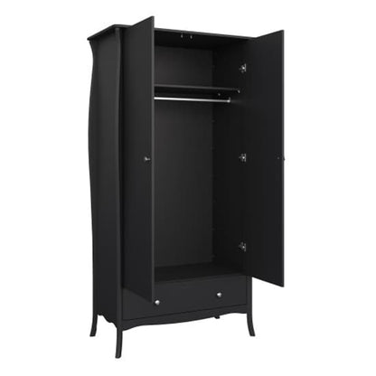 Braque Wooden Wardrobe With 2 Doors And 1 Drawer In Black