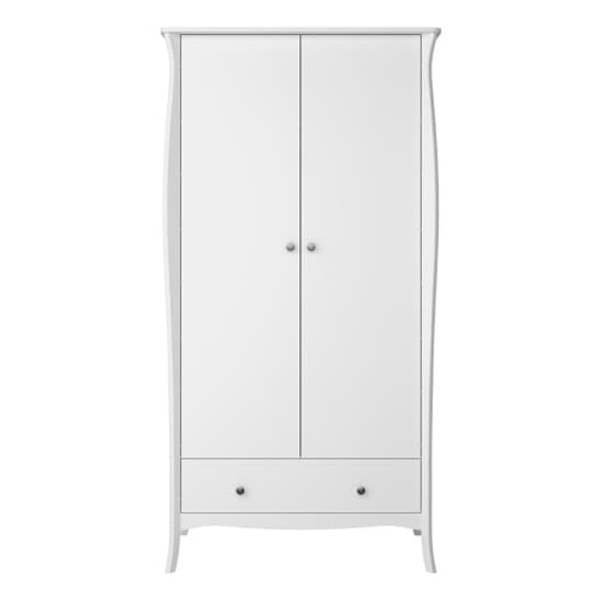 Braque Wooden Wardrobe With 2 Doors And 1 Drawer In White