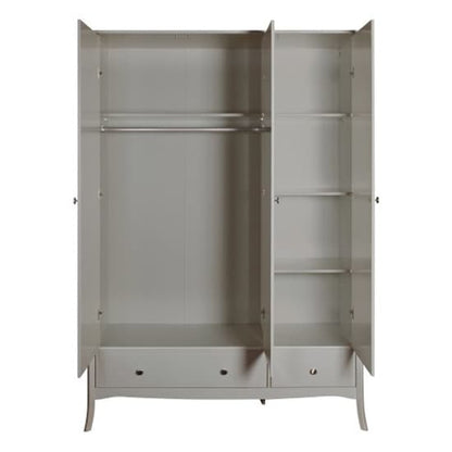 Braque Wooden Wardrobe With 3 Doors And 2 Drawers In Grey