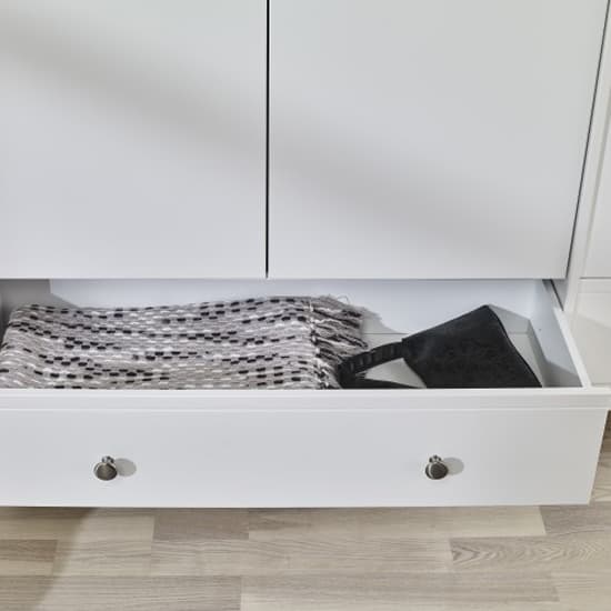 Braque Wooden Wardrobe With 3 Doors And 2 Drawers In White