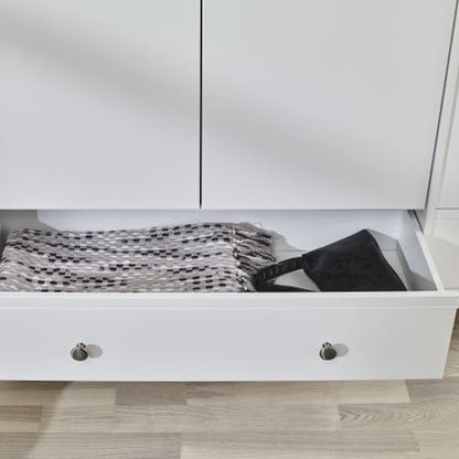 Braque Wooden Wardrobe With 3 Doors And 2 Drawers In White